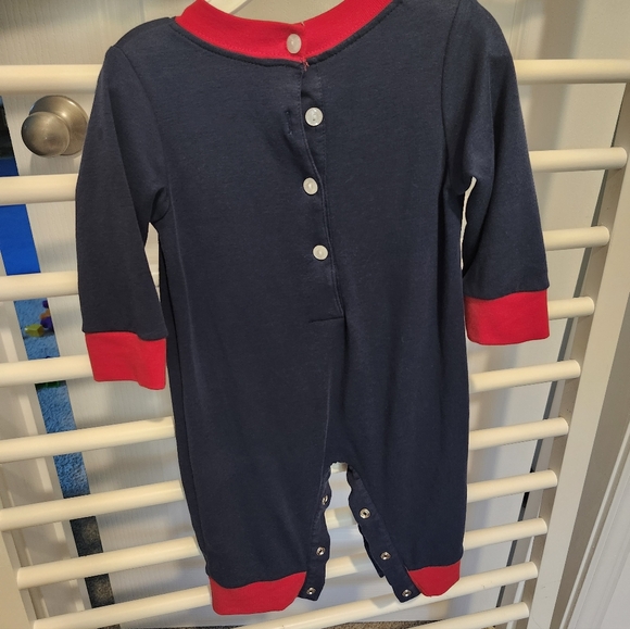 Fire Truck Red and Navy Baby Romper - Picture 4 of 4